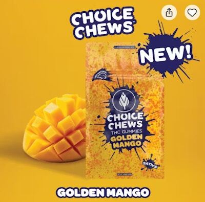Product Choice Chews | Golden Mango | Gummies | 100mg (Sativa)
